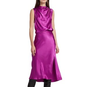 Rails fuschia satin set, worn once. Shirt and skirt